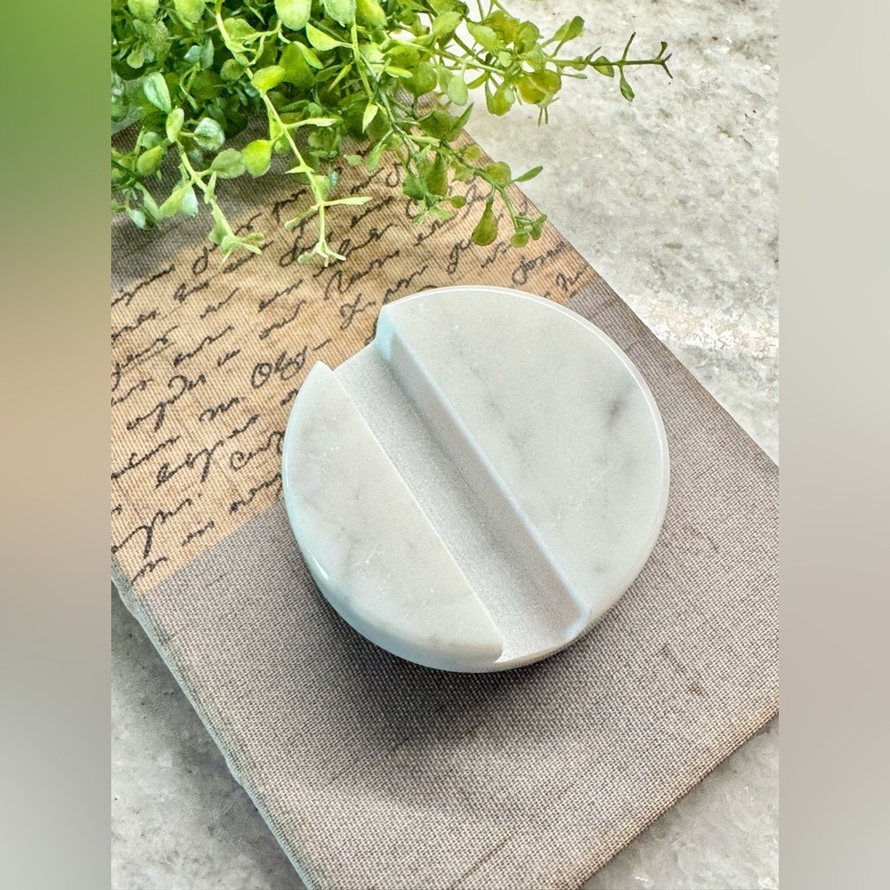 New Natural White Marble Stone Cell Phone Heavy Freestanding Holder Stand - Picture 5 of 7